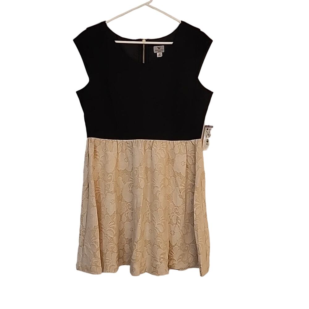 Worthington Black/Ivory Brocade Dress, 12P, NWT